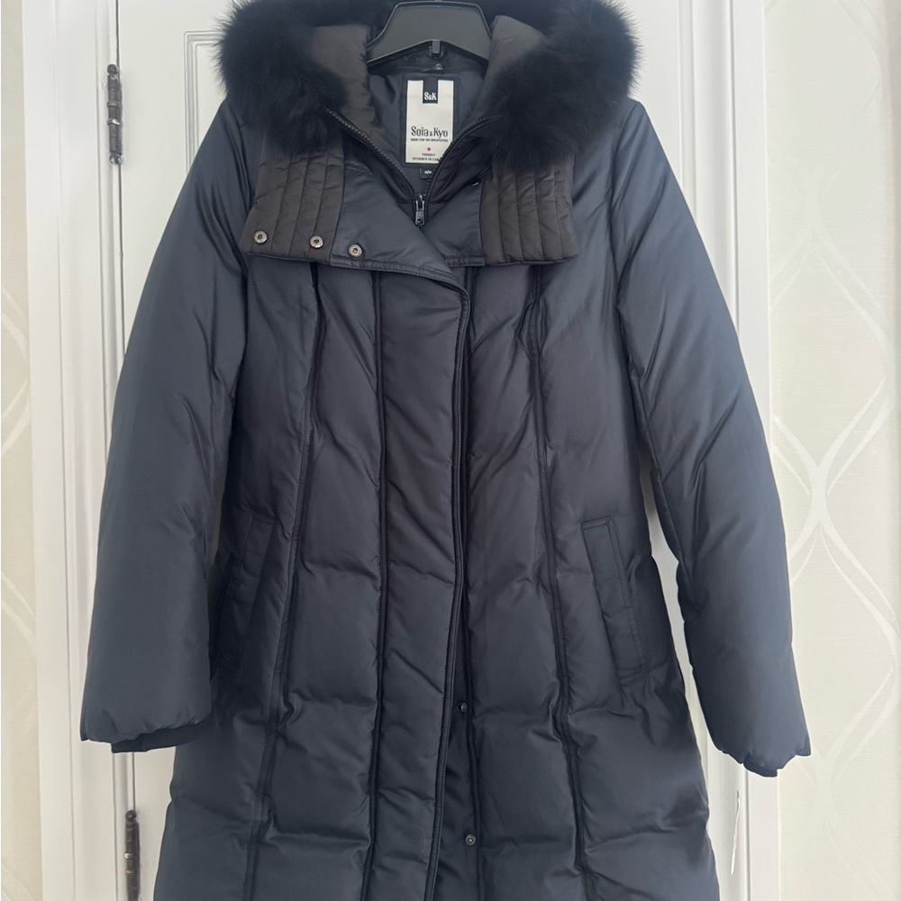 Soia & Kyo Down Parka Navy/Black Medium NWT